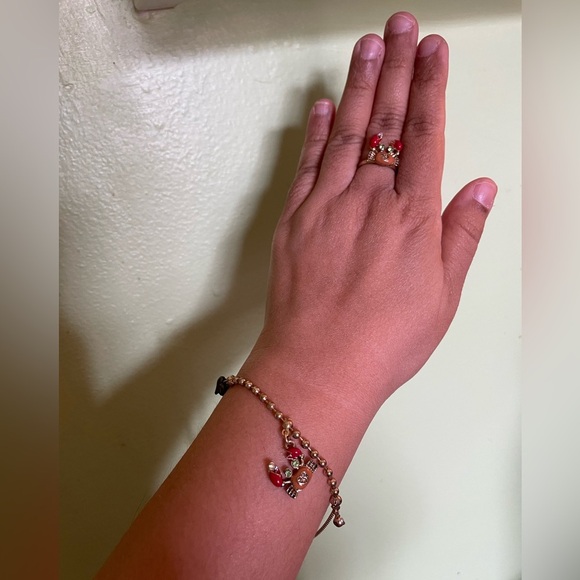 Adorable Betsey Johnson Gold and Red Crab Bracelet and Adjustable Ring - Picture 11 of 11